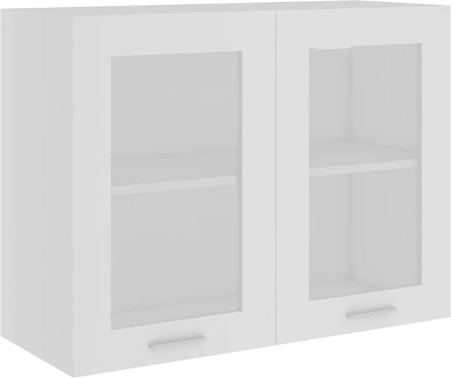 vidaXL Hängeglasschrank Weiß mit Glastüren und Regalböden aus Holzwerkstoff, B/T/H: 80 x 31 x 60 cm - Bild 1