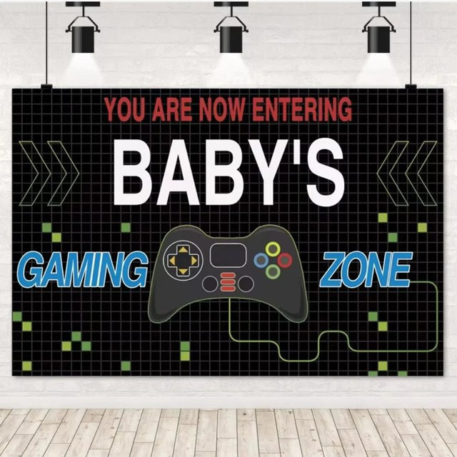 JMG Household Supplies Gaming Wandteppich für Kinder mit Neongrünem Video Gamer Thema, B: 85 cm, H: 75 cm - Bild 1