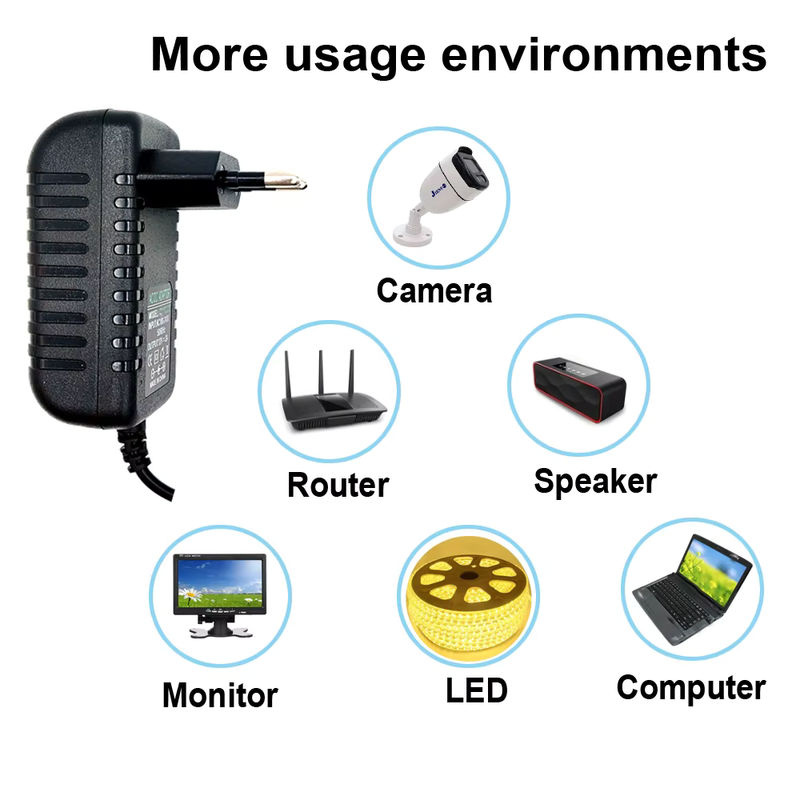 JIENUO Universal Netzteil EU/US Power Adapter mit DC 12V Ausgang, Schwarz - Bild 3