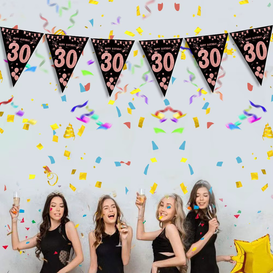 KUKUZHU Geburtstag Banner Streamer in Roségold als Party Dekoration für Erwachsene - Bild 3