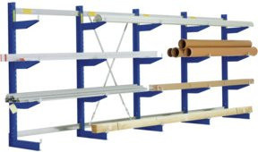 Bito Kragarmregal Set NT500 IPE100 TypL in Enzianblau mit 6 Ständern, H: 198 cm, B: 535,6 cm, T: 60 cm - Bild 1
