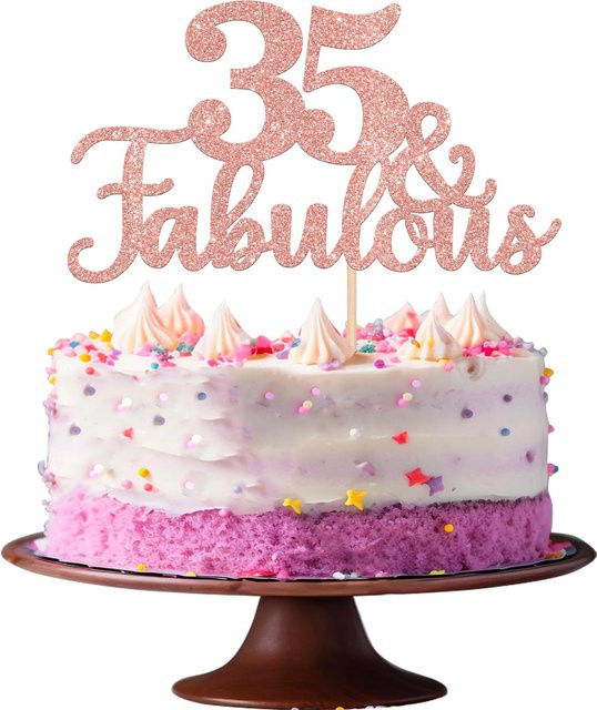 35 & Fabulous Kuchendeckel Roségold zur Dekoration für den 35. Geburtstag - Bild 1
