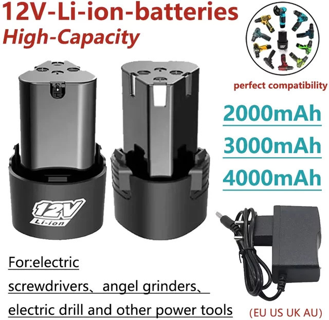 GJUELIRRA 12V Wiederaufladbare Lithium-Ionen-Batterie für Elektrowerkzeuge in Schwarz - Bild 1