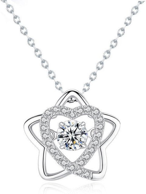 POMOiii Halskette 925 Silber, Pentagramm Anhänger, Moissanite, Damen - Bild 1