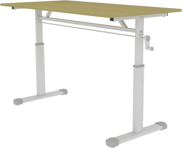 okwish Höhenverstellbarer Schreibtisch für Kinderzimmer und Home Office in Braun, B/T/H: 120 x 60 x 90 cm - Bild 1