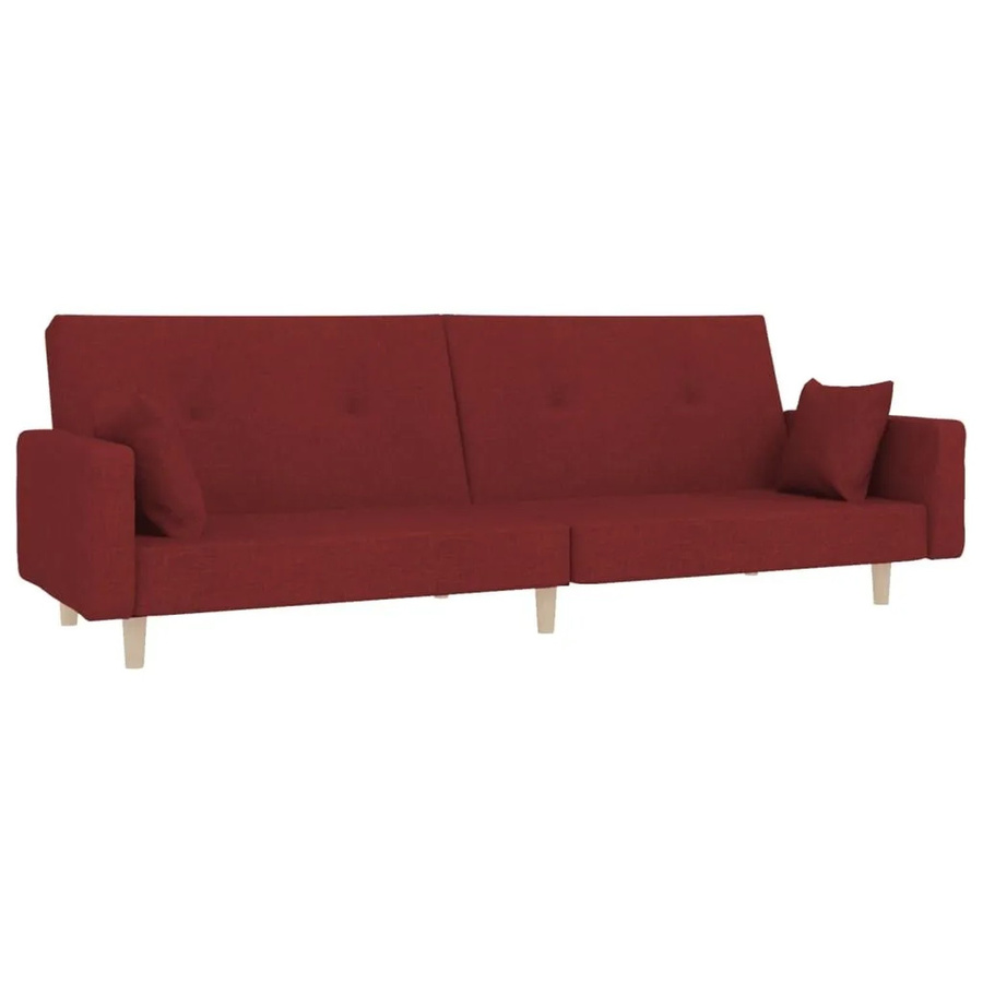 vidaXL Schlafsofa 2-Sitzer Click-Clack mit 2 Kissen, Farbe Rot, Stoffbezug, Modernes Design für Wohnzimmer und Home Office - Bild 2