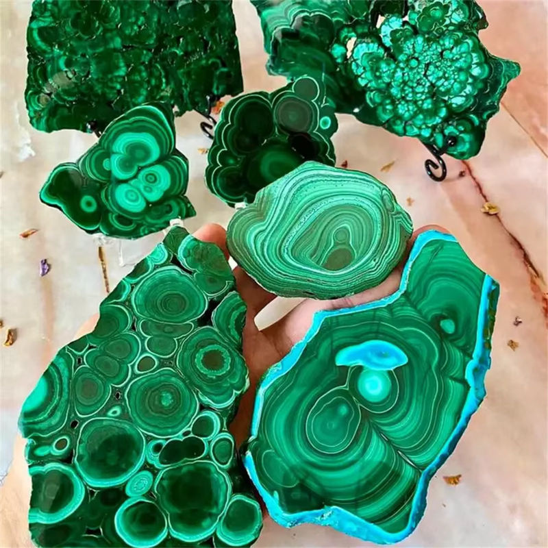 CrystalHola Malachit Kristall-Scheibe in Grün im böhmischen Stil als Mineralprobe - Bild 3