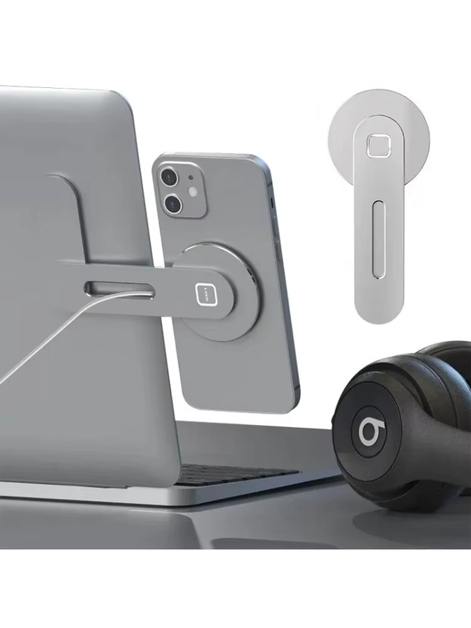 Magnetischer faltbarer Telefonhalter für Laptop und Monitor, universeller Seitenständer in Schwarz, kompatibel mit MagSafe iPhone 17 16 15 Serie und allen anderen Smartphones - Bild 7