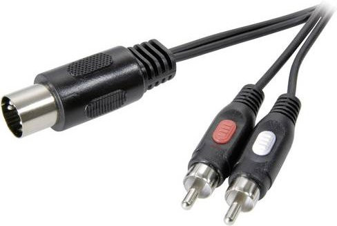 SpeaKa Professional SP-7870640 Audio-Anschlusskabel mit 1x DIN-Stecker (5-polig) auf 2x Cinch-Stecker, Farben: Rot, Weiß, Schwarz, Länge: 1,50 m - Bild 1