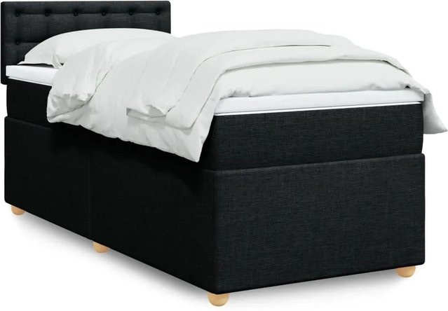 vidaXL Boxspringbett mit Matratze in Schwarz aus Stoff mit USB-Ladeport und Unterbettbeleuchtung, B/T: 80 x 200 cm - Bild 1
