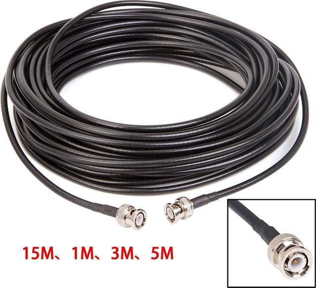 BNC Verlängerungskabel RG-58 Koaxialkabel BNC männlich zu BNC männlich 50 Ohm RF Adapter, Schwarz - Bild 1