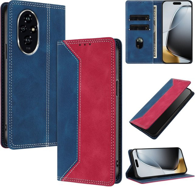 Magnetische Leder-Flip-Hülle für Honor 200 Pro und Honor 200 (ELP-AN00, ELP-NX9) in Blau - Bild 1