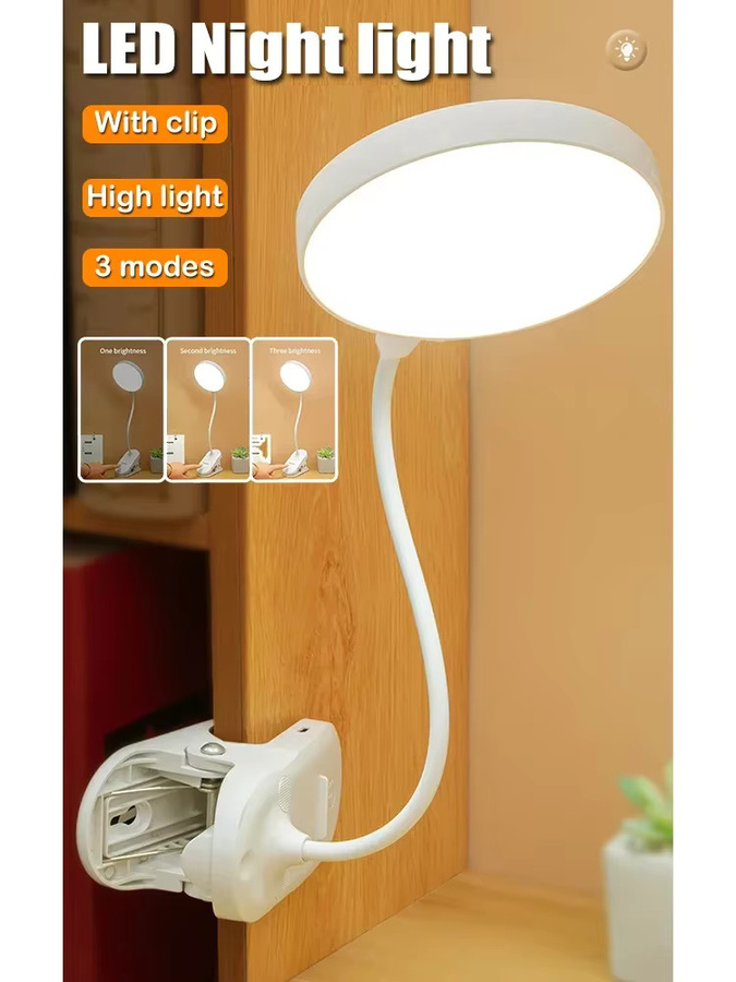 XIWANGFIRE Mini-LED-Schreibtischlampe mit Clip-on-Funktion, Touch-Steuerung und 3 Modi, wiederaufladbare LED-Leselampe für Büro und Zuhause - Bild 4