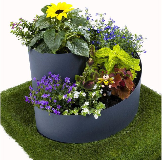 Jardinion Kräuterspirale Pflanzenspirale in Grau, Höhe: 35 cm, Durchmesser: 55 cm - Bild 1