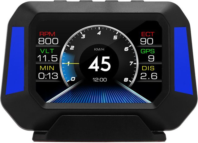 GoolRC Auto Smart Gauge 3in Digitaler Tacho mit HUD Anzeige, OBD2 und GPS Modus, Neigungsmesser und Kompass, Farbe: black - Bild 1