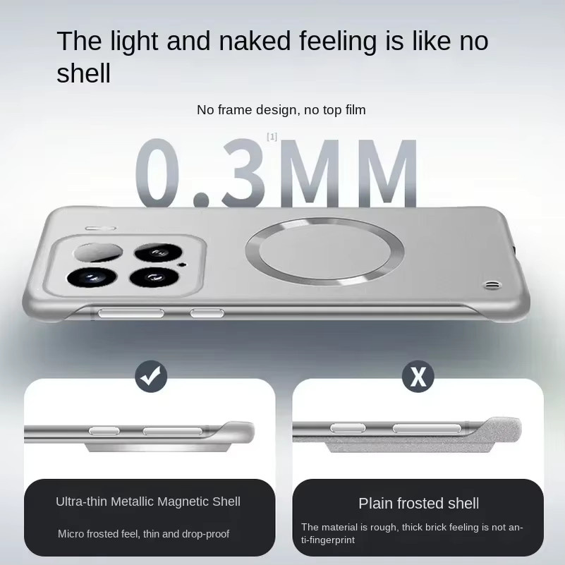 Xiaomi Magnethülle für POCO X7 F6 F7 Pro und Xiaomi 15 14 13 Ultra, ultradünne rahmenlose Metall-Schutzhülle mit MagSafe-Kompatibilität, stoßfest und matt, Farbe: Blau - Bild 3