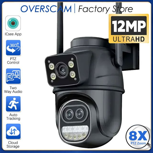 Overscam PTZ WLAN Sicherheits-IP-Kamera mit Dual Screen, 12 MP Auflösung, 8-fachem Zoom und automatischer Verfolgung via iCSee - Bild 1