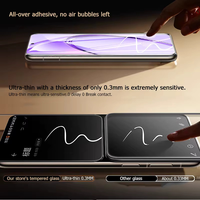 3er-Pack Displayschutzfolie aus gehärtetem Glas für Oppo A3 4G, transparent, HD-Qualität mit Fingerabdruck-Entsperrschutz und Anti-Explosion-Schutz - Bild 4