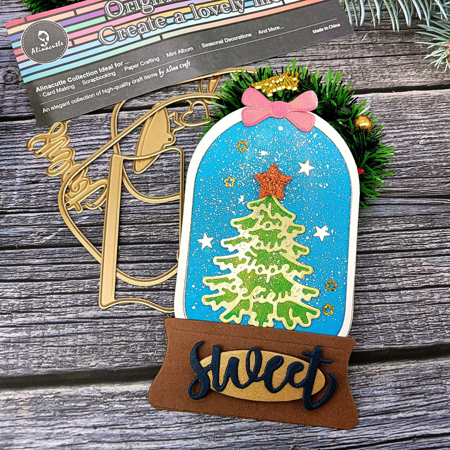 Alinacutle Metall-Stanzform Gashapon Schneekugel in Gold für DIY Papierhandwerk und Grußkarten - Bild 3