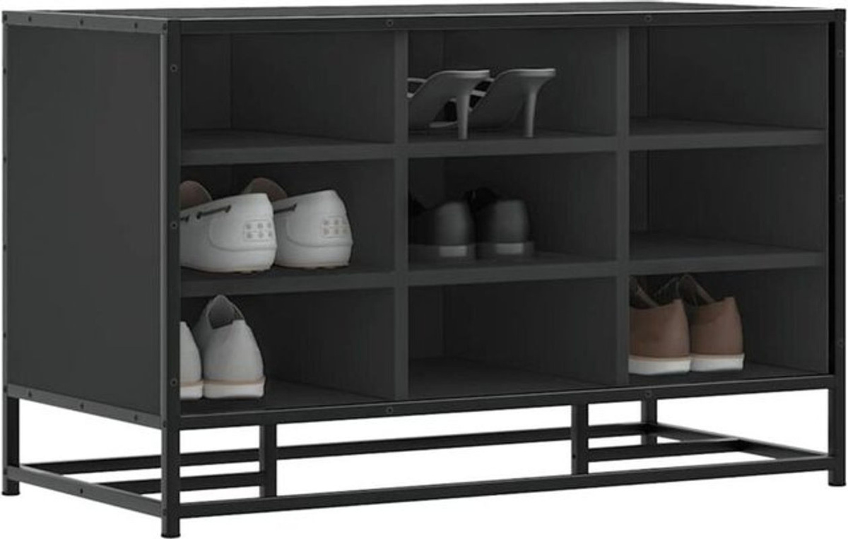 Schuhbank Vidaxl in Schwarz aus Holzwerkstoff und Metall im Industrial Design, B/T/H: 84 x 40 x 53,5 cm - Bild 1