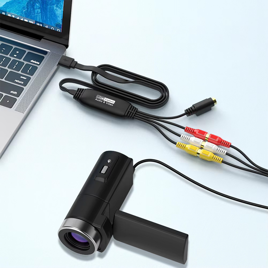 ALLOET RCA zu USB Videokonverter in Schwarz für die Videoaufnahme von VHS, TV und DVD am PC - Bild 2