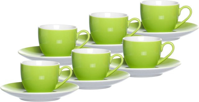 Ritzenhoff & Breker Espressotassen mit Untertassen Doppio 6er Set, Grün - Bild 1