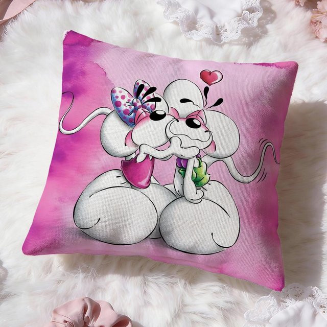 Delampa Diddl Kissenbezug Peach Skin mit Wendbarem Design, Pink, B/B: 45 x 45 cm - Bild 1