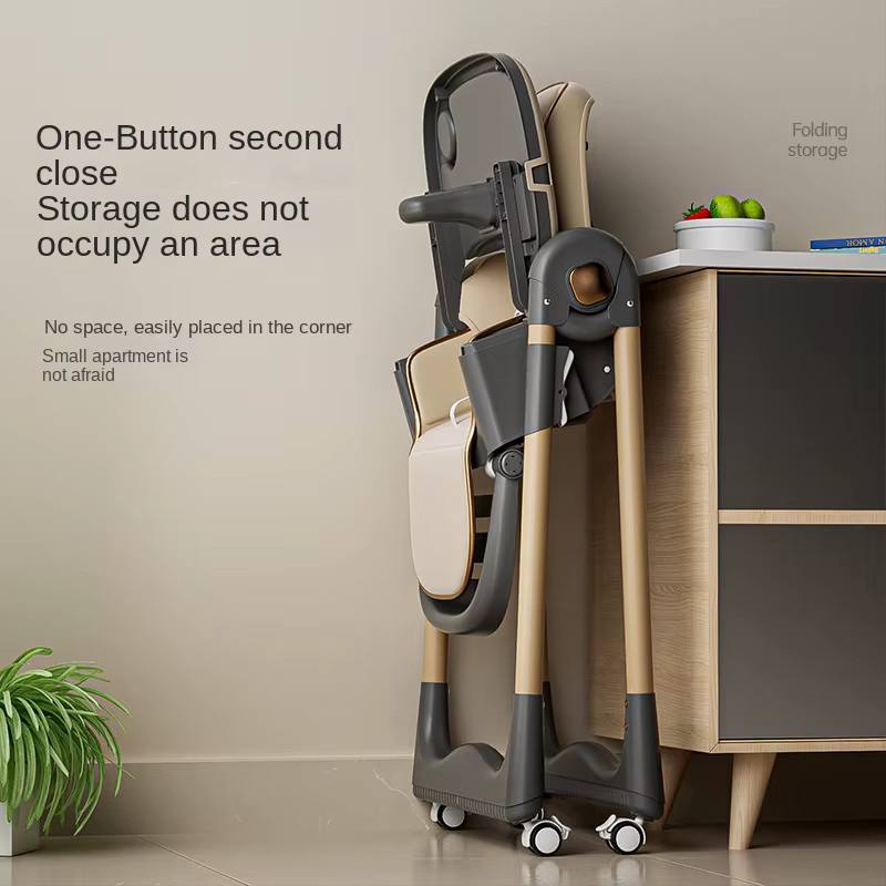 Multifunktionaler und faltbarer Baby-Esszimmerstuhl von Pakey in Braun, verstellbarer Kinderstuhl und Baby-Liegestuhl - Bild 2
