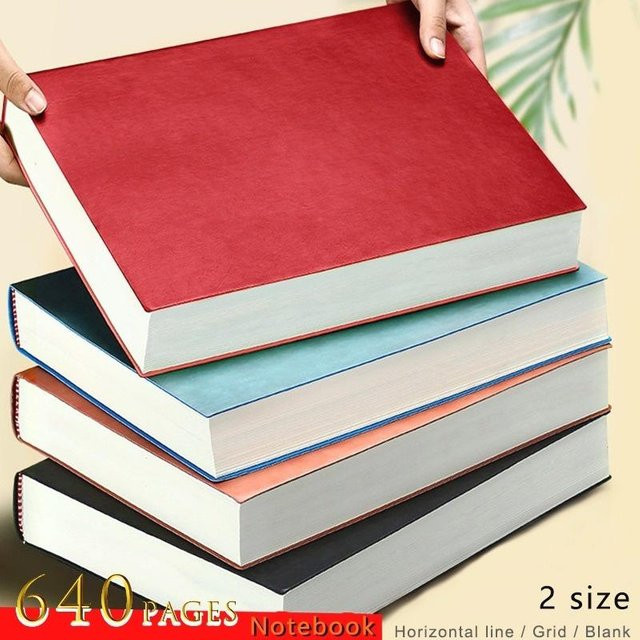 Business-Notizbuch A5 mit 640 Seiten und horizontalen Linien, wasserdichtes Hardcover aus Kunstleder in Rot - Bild 1
