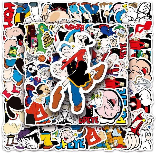 Popeye The Sailor Aufkleber, 50-teiliges Set, Bunt / Mehrfarbig - Bild 1
