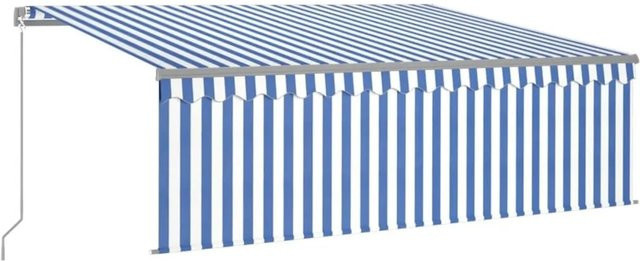 vidaXL Markise manuell einziehbar mit Rollo, Blau und Weiß, B x H: 400 x 300 cm - Bild 1