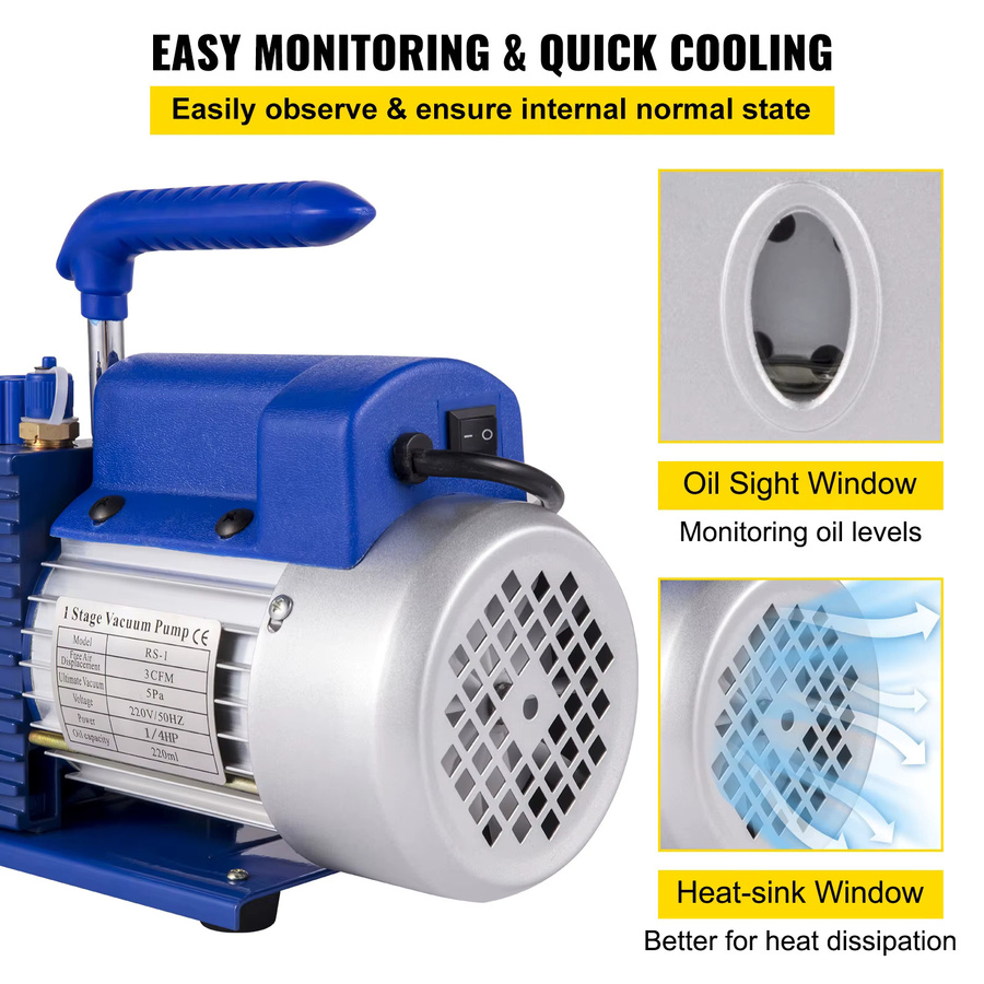 SucceBuy einstufige Vakuumpumpe 3CFM 1/4HP in Blau für Klimaanlagen und HVAC-Wartung - Bild 4