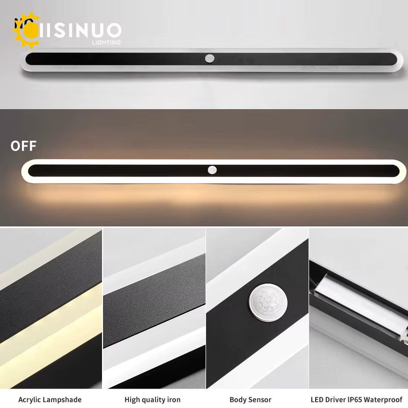 IISINUO LED Außenwandleuchte mit Bewegungssensor in Schwarz, IP65 wasserdichte Gartenlampe für Up-Down-Beleuchtung - Bild 5