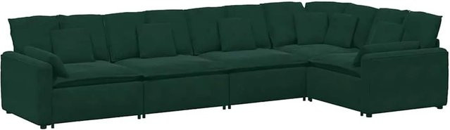 vidaXL Modulares U-Shape Sofa aus Samt in Dunkelgrün mit Kissen und Metallrahmen - Bild 1