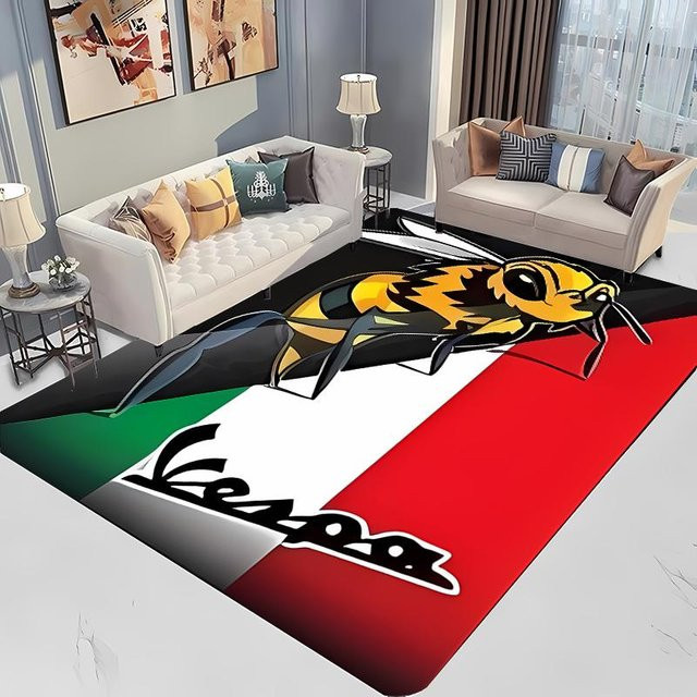 V-Vespa M0t0 3D-Druck Teppich mit Streifenmuster, rutschfest und waschbar, B/T: 100 x 120 cm, Mehrfarbig - Bild 1