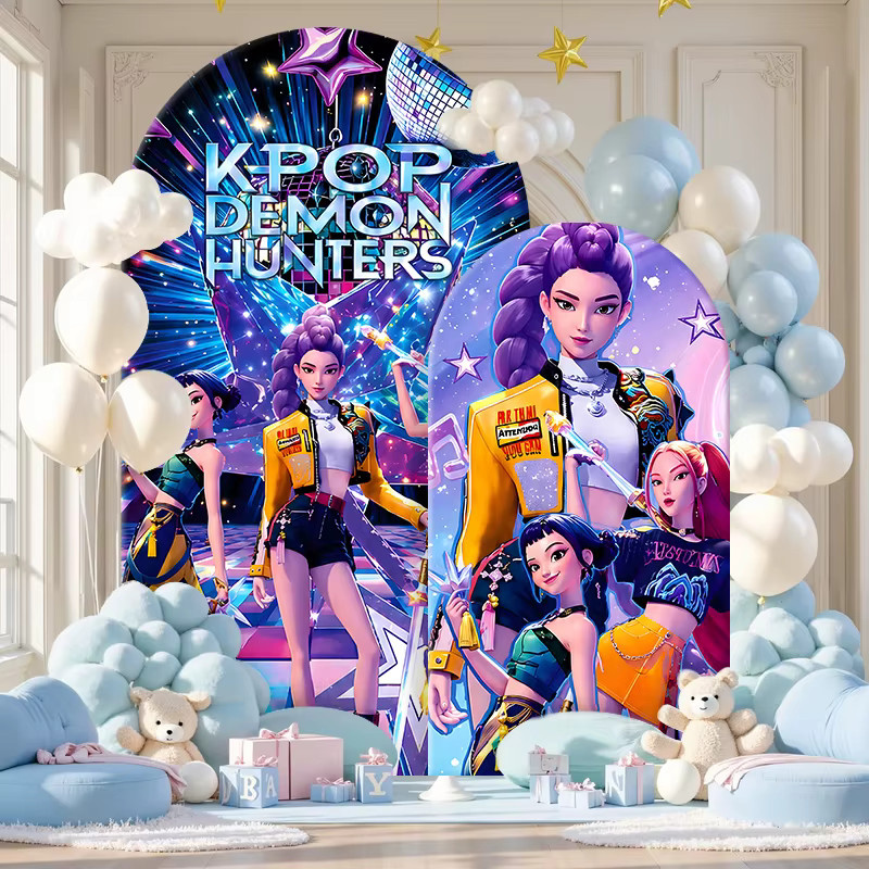 Hasbro Kpop Demon Hunters Bogenförmiger Hintergrundbezug, Mehrfarbig, Durchmesser: 50,0 cm - Bild 3