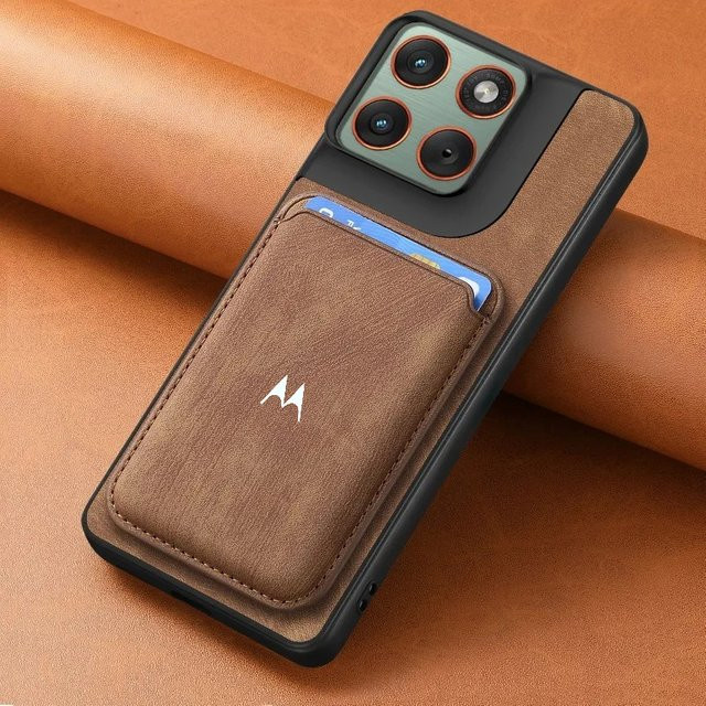 Retro Magnetische Kartenhalter Handyhülle aus Leder für Motorola Edge 70 60 50 Ultra Fusion+ X70 Air Pro in Schwarz und Braun - Bild 1