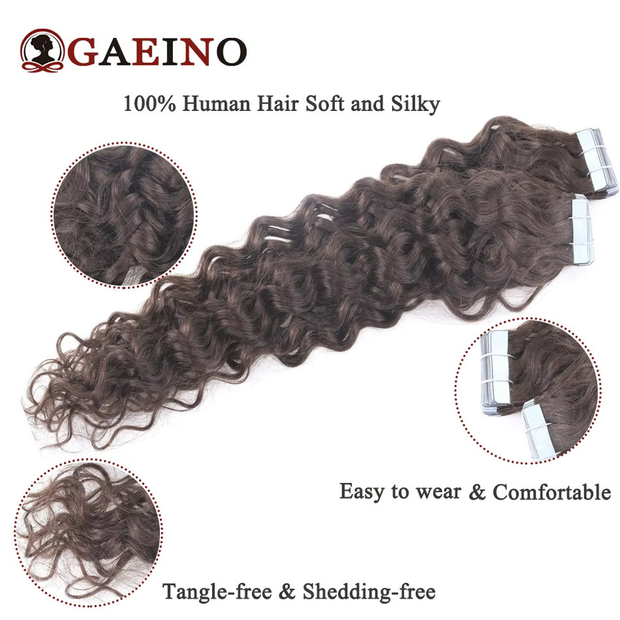 GAEINO Tape In Echthaarverlängerungen, Wasserwelle, Unisex, 30,5–66 cm - Bild 4