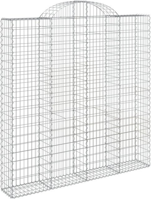 vidaXL Gabione mit Hochbogen aus verzinktem Eisen in Silber, B/T/H: 200 x 30 x 200/220 cm - Bild 1