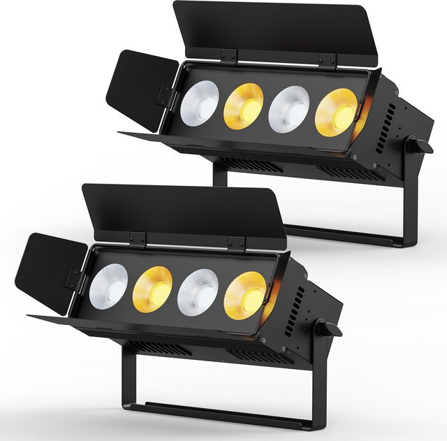 U'King 2er-Set COB LED Par Licht 200W mit Scheunentüren, RGBW und Warmweiß/Kaltweiß, DMX512 Bühnenlicht für DJ, Party, Konzert und Hochzeit, Schwarz - Bild 1