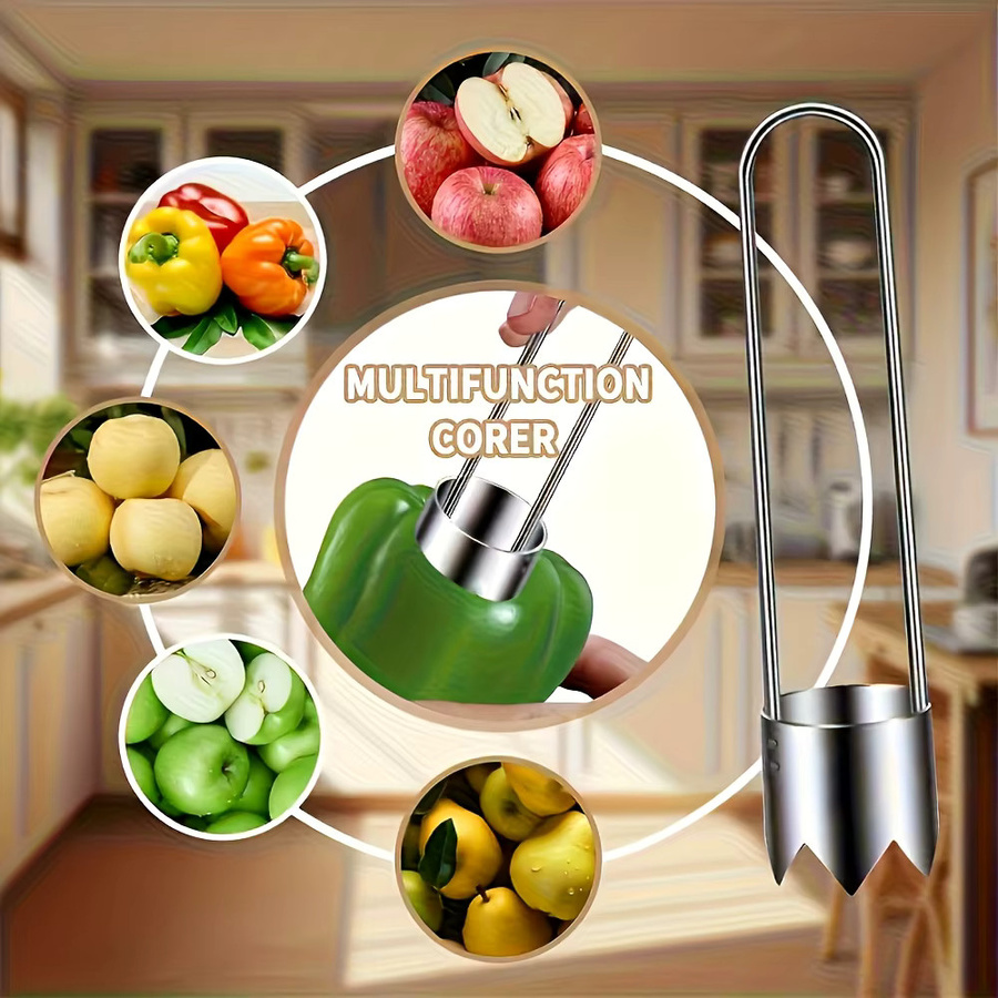 YOCITY Edelstahl Obst- und Gemüsekernentferner in Silber, Tragbarer Multi-Use Core Remover für die Küche - Bild 4