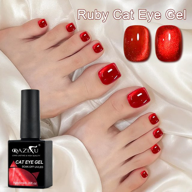 QAZIXU Nagellack, Red, Cat Eye Gel - Bild 1