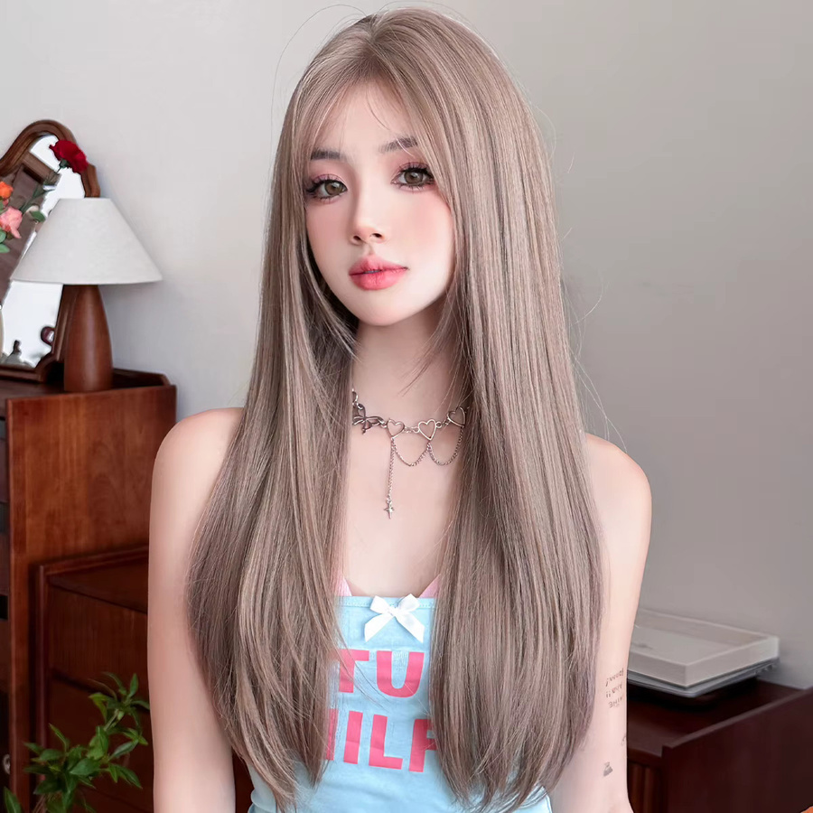 7JHH WIGS Perücke, lila-braun, lang, gerade, Damen, synthetisch - Bild 2