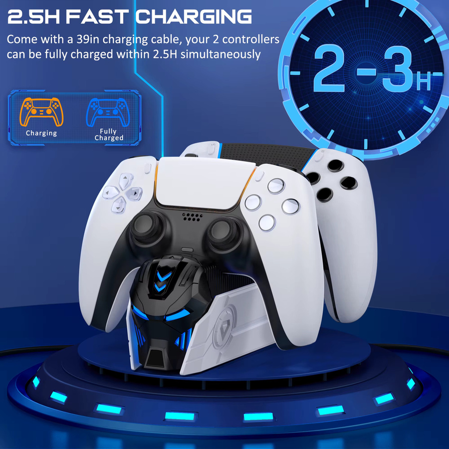 BEBONCOOL Dual-Schnellladegerät für Sony PlayStation 5 DualSense Wireless Controller, Farbe: Weiß - Bild 3