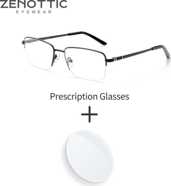 ZENOTTIC Halbrand Brille, Rechteckig, Metall, Herren, Blaulichtfilter - Bild 1