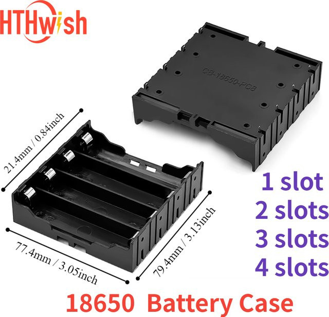 Schwarzes Kunststoff-Batteriegehäuse für 18650 Lithium-Batterien mit 1 bis 4 Steckplätzen für DIY-Projekte - Bild 1