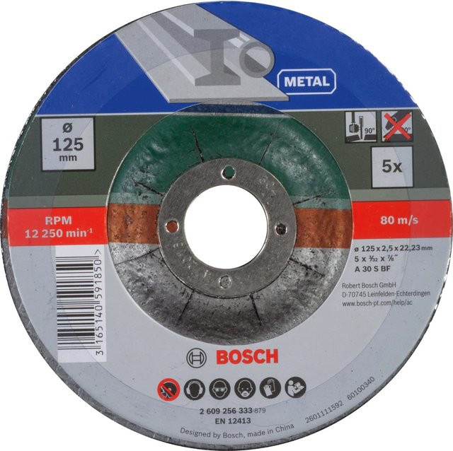 Bosch Trennscheiben-Set DIY gekröpft für Metall, 125 mm, 5-teilig, Multicolor - Bild 1