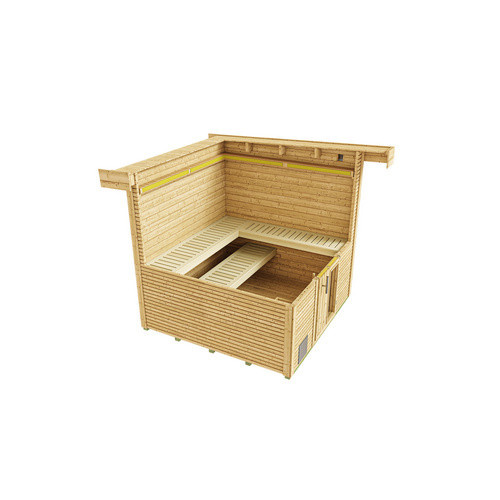 Weka Design-Saunahaus Kuopio aus nordischem Fichtenholz mit Technikpaket 2 in Beige, B/H/T: 263 x 253 x 298 cm, für 4 Personen - Bild 3