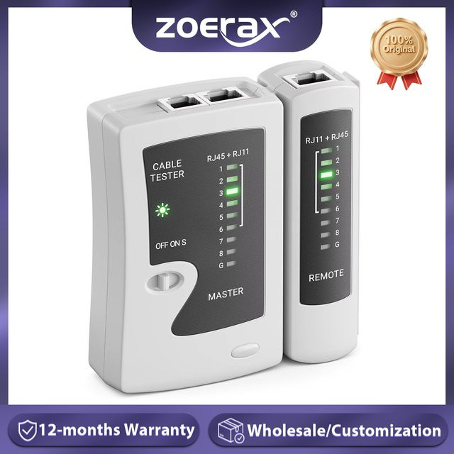ZoeRax RJ45 Netzwerkkabeltester für Ethernet-Kabel Cat6, Cat6a, Cat5, Cat5e und Cat7 in Schwarz und Weiß - Bild 1