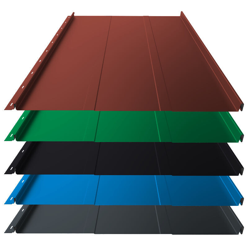 Stehfalz Panel Retro 25 von Blachotrapez GmbH aus Stahl in Aluzink mit 25 µm Polyester-Beschriftung, Breite: 55,4 cm - Bild 1